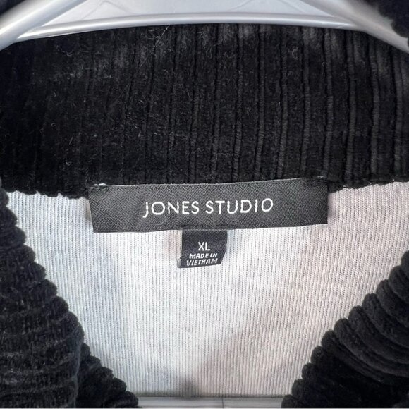 Jones Studio sweater zip up cheetah animal print black White Leopard Print Top - Picture 9 of 12